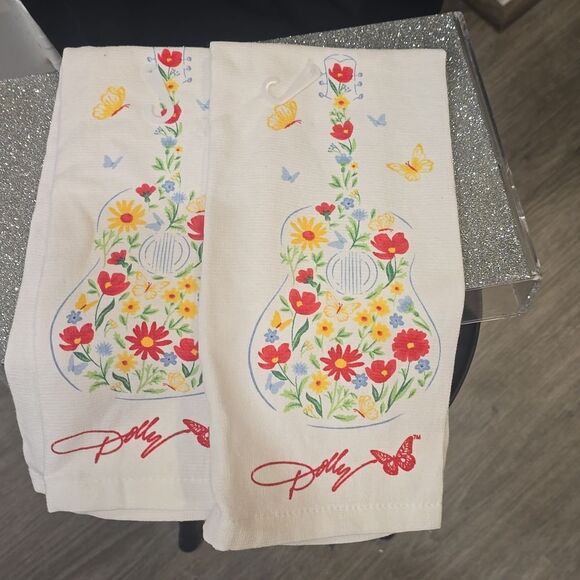 Dolly Parton Floral Guitar Print Kitchen Towel- Set Of 2 - Picture 7 of 7